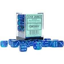 Chessex Gemini 12mm d6 Blue-Blue Light Blue Luminary (36) Online