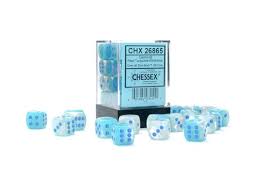 Chessex Gemini 12mm d6 Pearl Turqoise-white Blue luminary (36) For Cheap