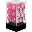 Chessex Frosted 16mm d6 Pink White Block (12) For Discount