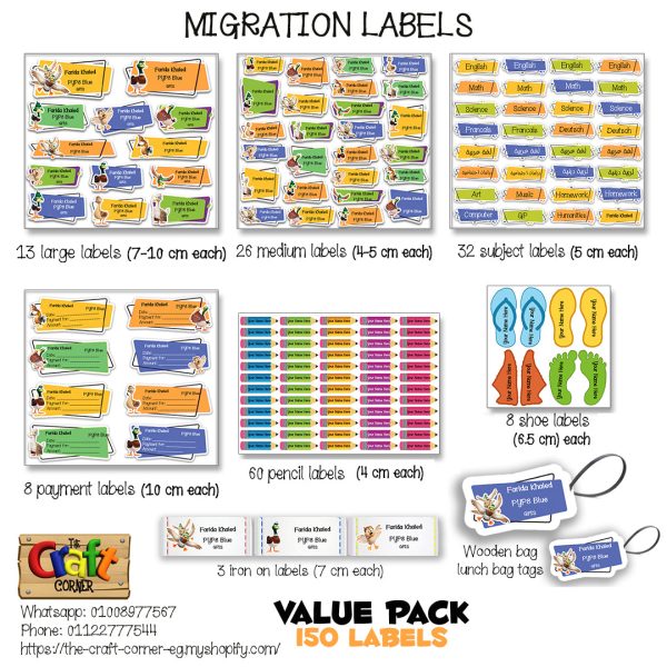 Migration  School labels packs For Sale