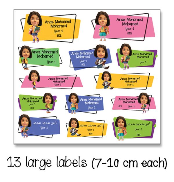 Caricature personalized (Girls) labels packs Fashion